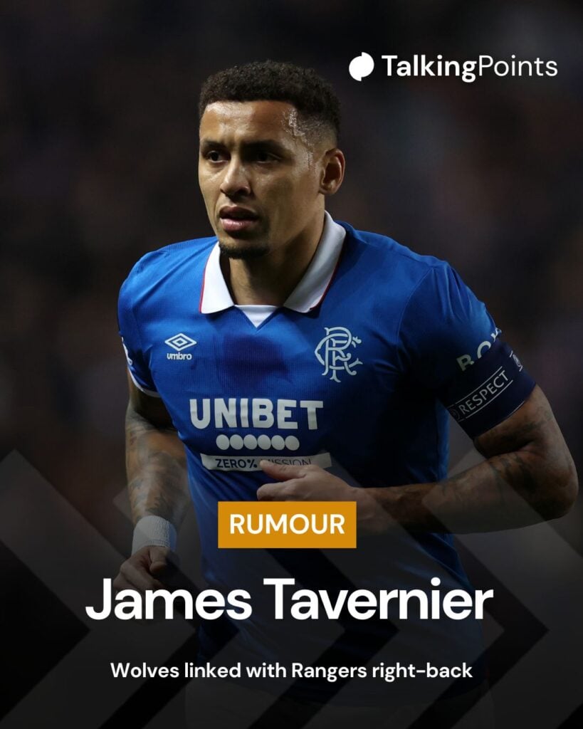 A custom graphic showing Wolves' interest in James Tavernier.