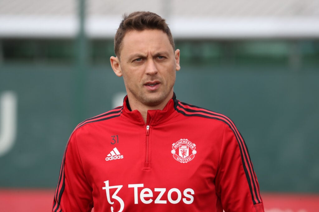 Nemanja Matic training with Manchester United.