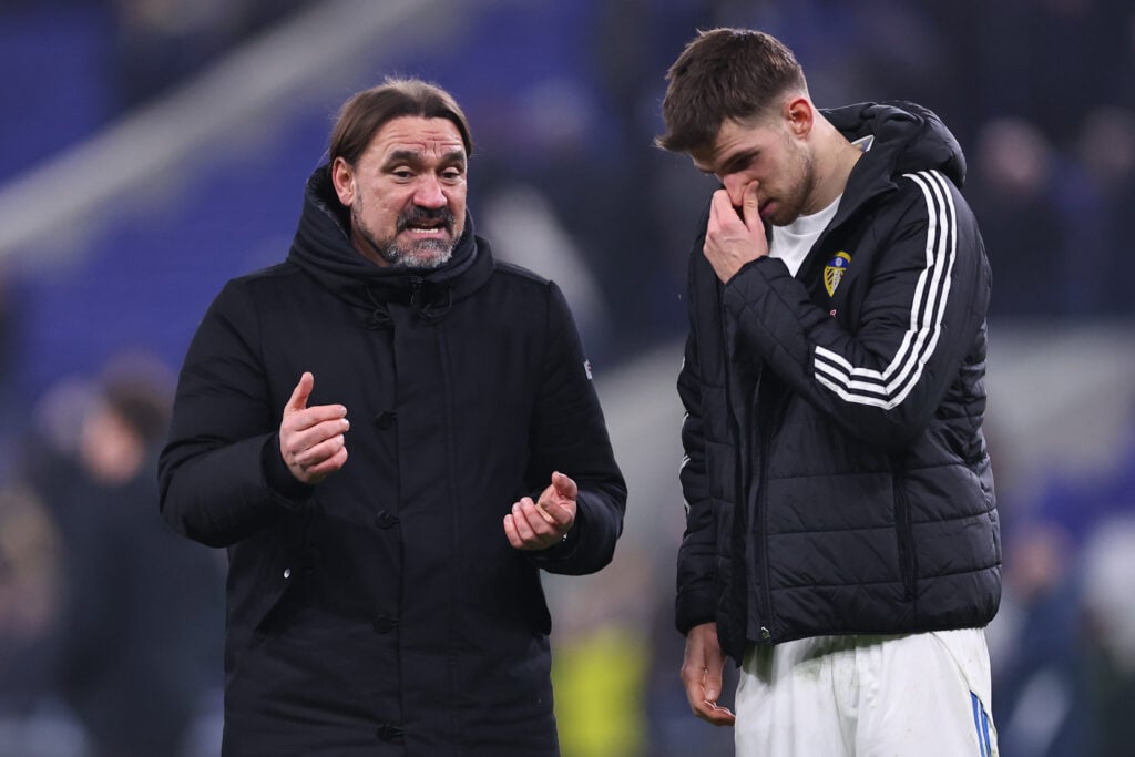 Daniel Farke and Anton Stach in conversation.