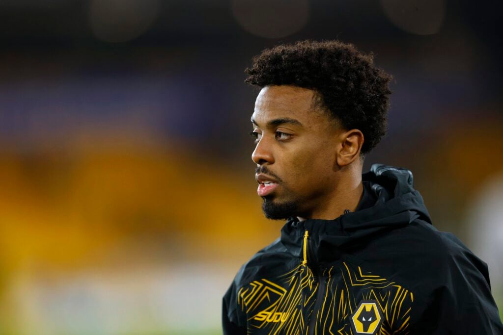 Angel Gomes warming up for Wolves.
