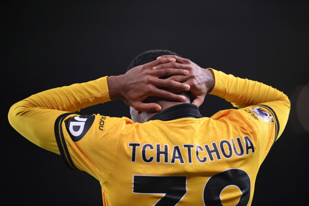Jackson Tchatchoua playing for Wolves.
