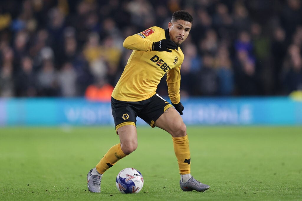 Joao Gomes playing for Wolves.