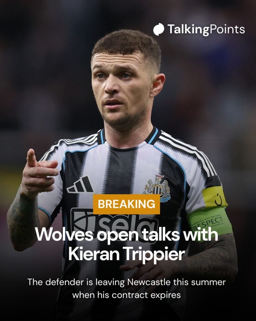 A custom graphic showing interest from Wolves in Kieran Trippier.