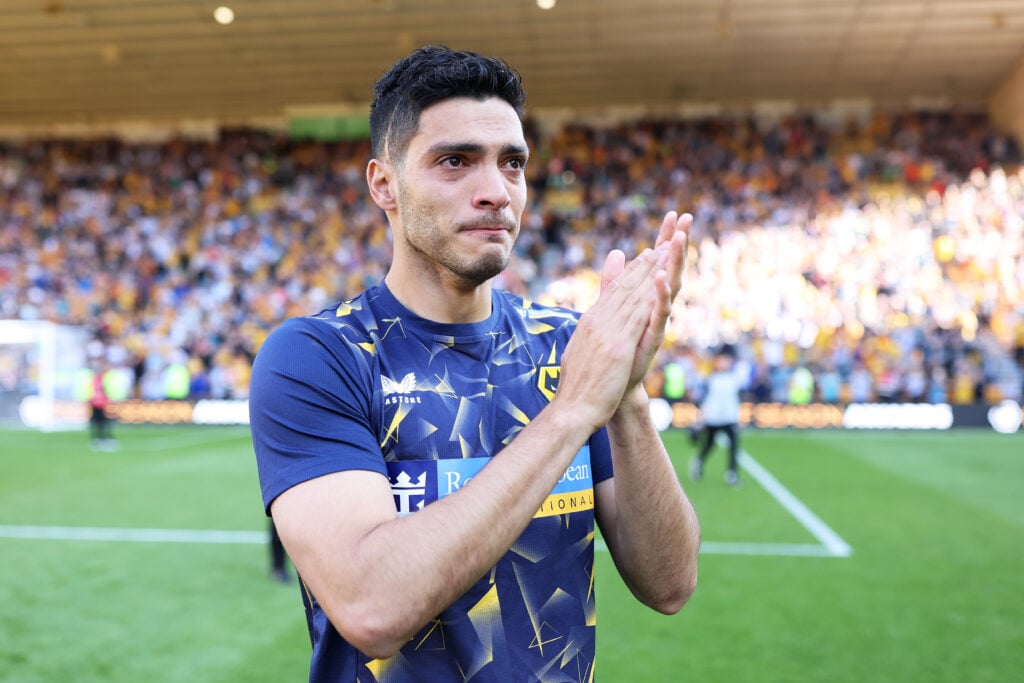 Raul Jimenez claps the fans at Molineux.