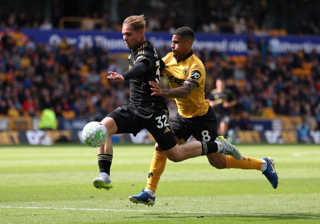 Joao Gomes playing for Wolves.