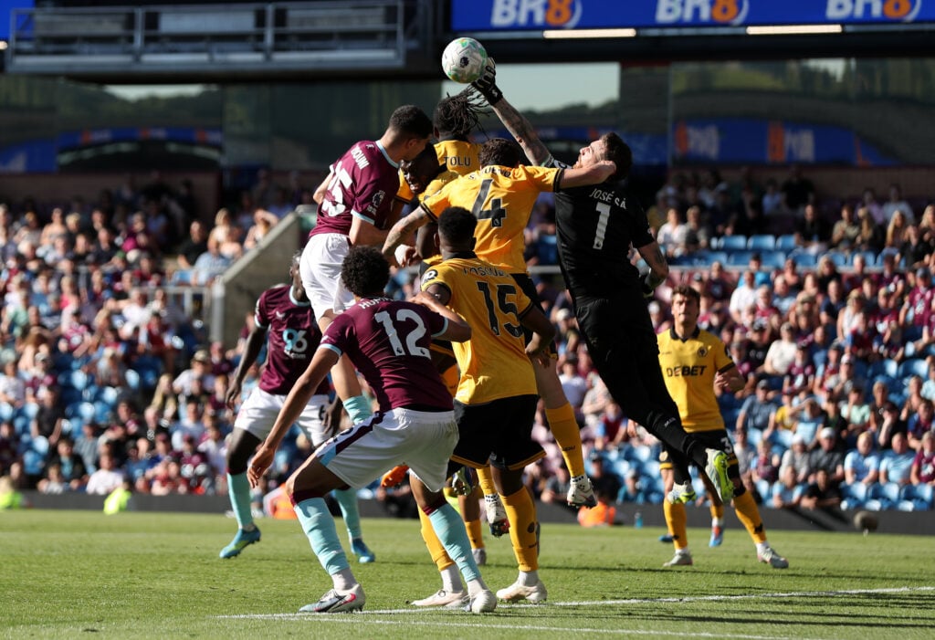 Jose Sa punches the ball against Burnley.