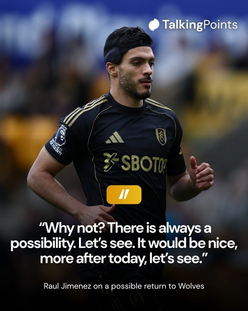 A custom image of Raul Jimenez talking up a move back to Wolves.