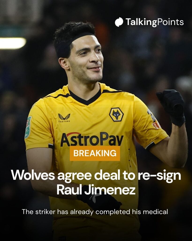 A custom graphic of Raul Jimenez.