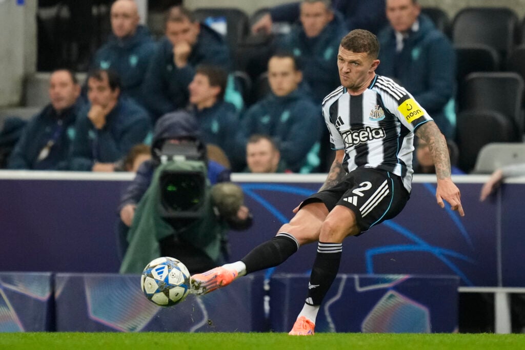 Kieran Trippier plays a pass for Newcastle.