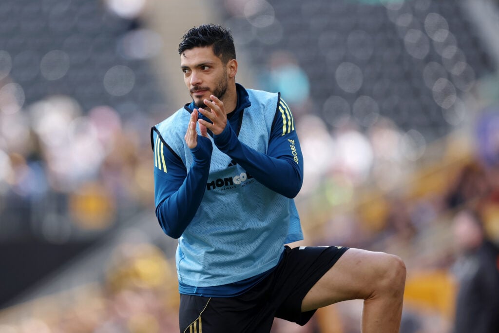 Raul Jimenez warming up for Fulham.