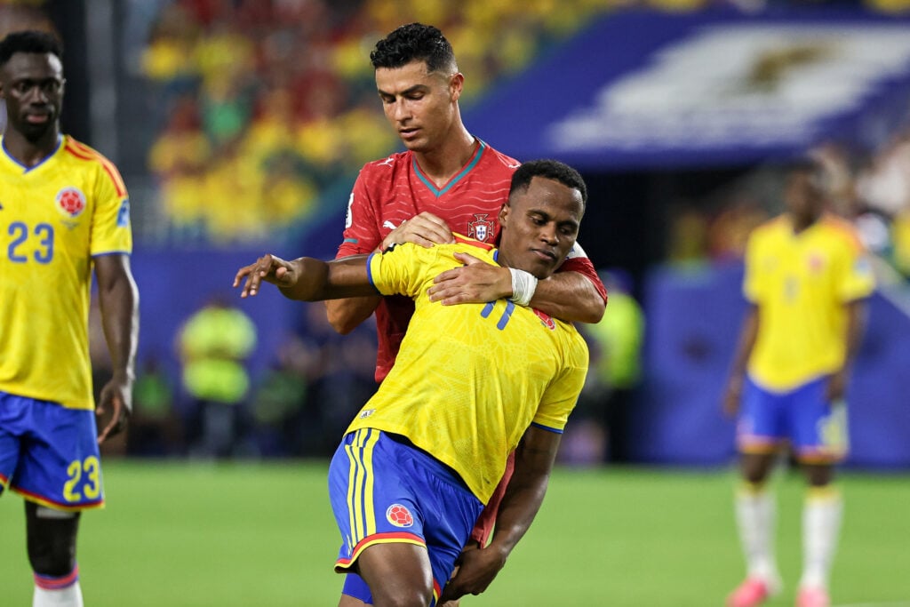 Jhon Arias playing for Colombia.